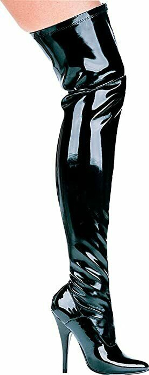 BLACK PATENT LEATHER 2.5 STILETTO HIGH-RIZE THIGH BOOTS