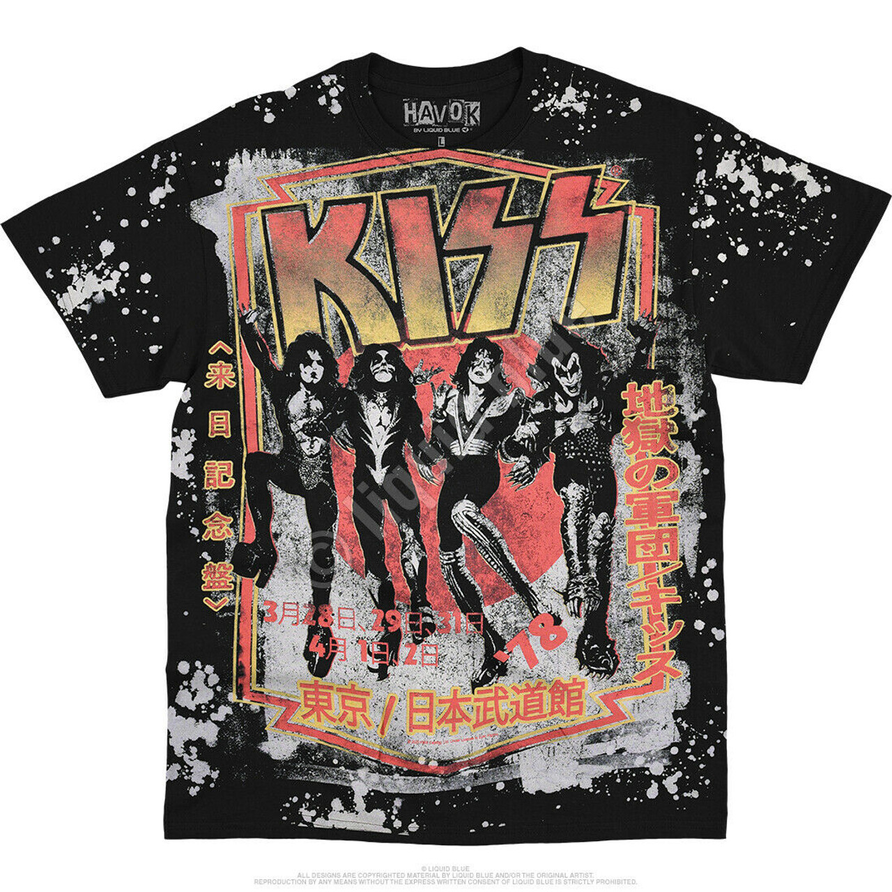 ロシアの行動 LIQUID BLUE KISS DESTROYER 2005 バンド Tシャツ - トップス