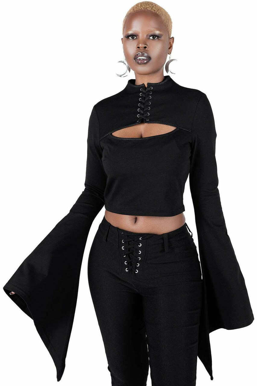 Pin Me Up Crop Top in Black - Pin Up, Rockabilly Crop Top