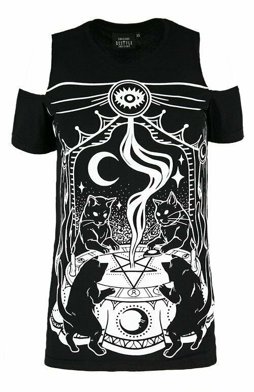 Restyle Cat Sabbath Pentagram Circle Moon Occult Wiccan Cold
