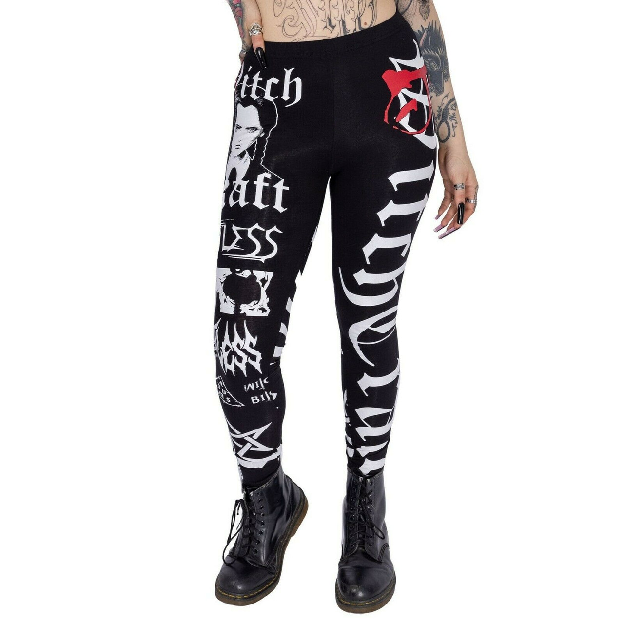Heartless B Craft Wednesday Addams Pentagram Goth Punk Leggings A