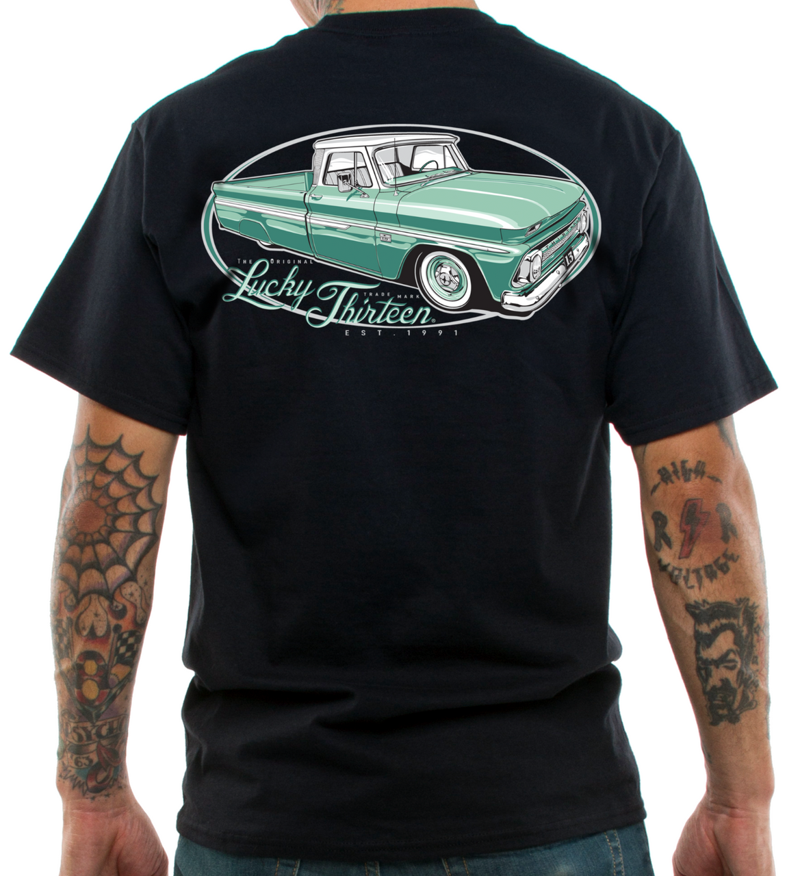 Chevy Truck and Landscape themed shoulder tattoo created by Jarris  Vonzombie  Truck tattoo Shoulder tattoo Tattoo work