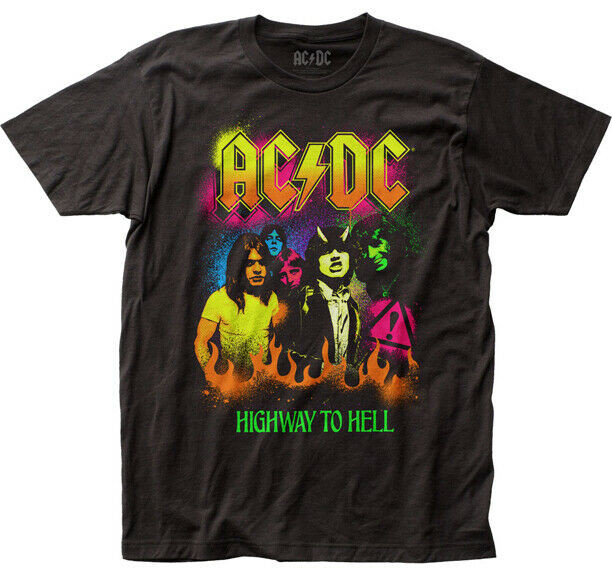 ACDC Neon Classic Rock Heavy Metal Punk Band Men's Fitted Jersey