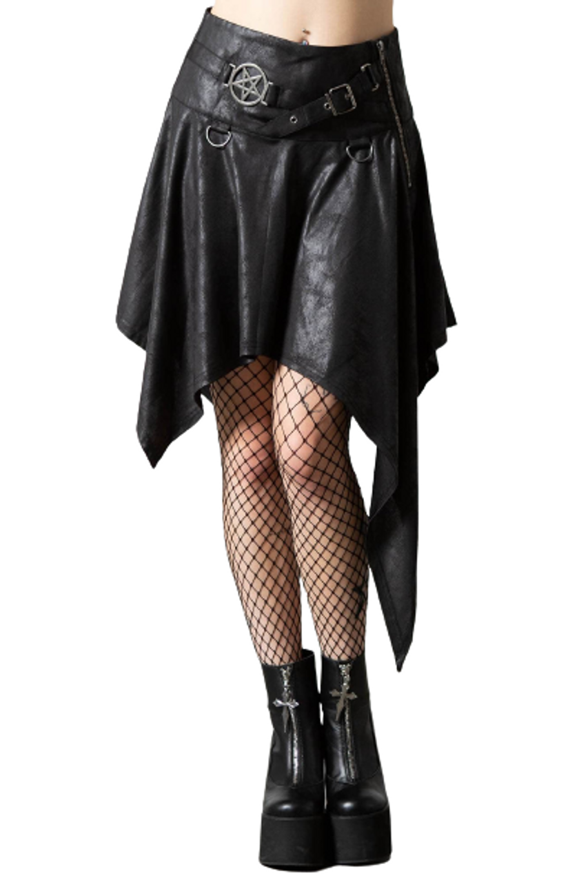 TOMETO STAR Women Mesh Irregular Skirts Pentagram Zipper Punk Gothic  Darkness Lady Skirt Casual Loose Club Skirts in 2023