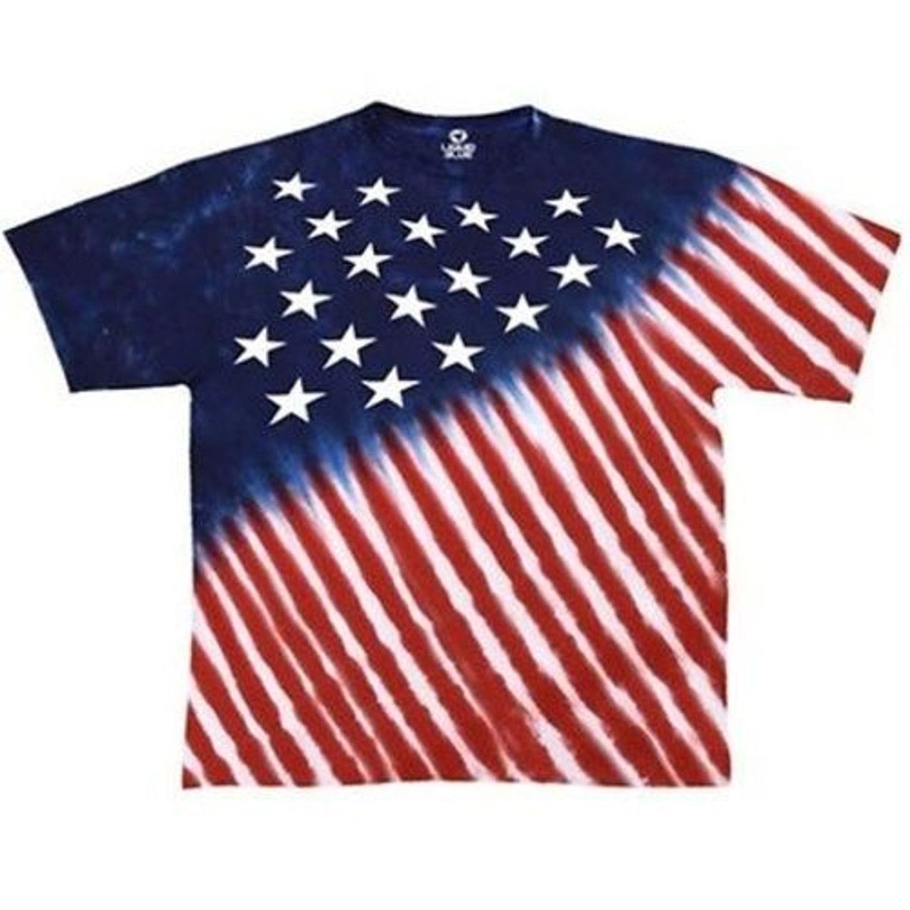 Tie Dye Flag Shirt Red White Blue American USA T-Shirt