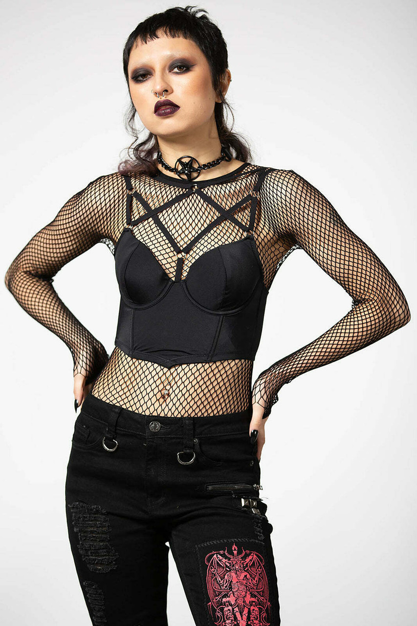 Killstar Cage Effect Punk Bondage Straps Pentagram Goth Undercage Bra  KSRA004702