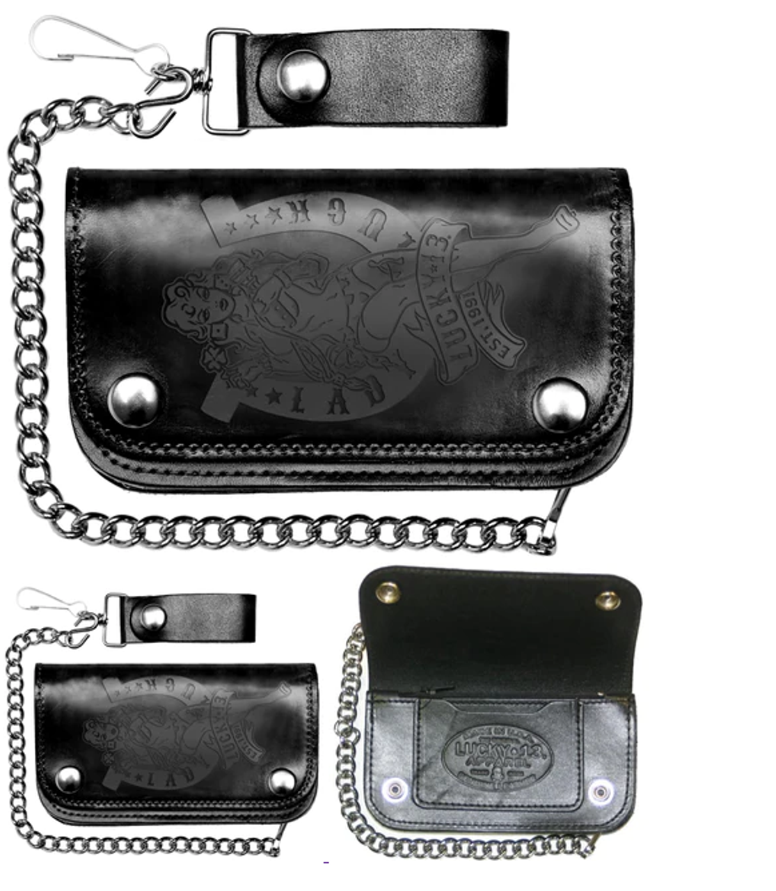 Lucky 13 Lady Luck Embossed Biker Car Chain Wallet