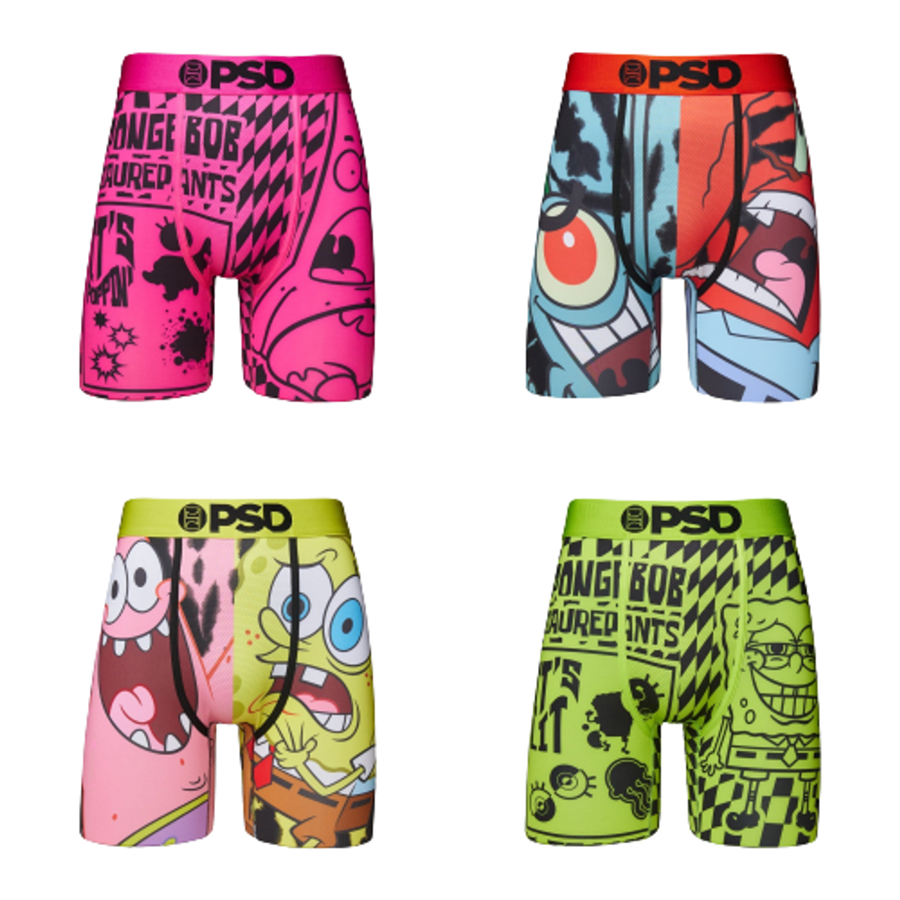 PSD SpongeBob SquarePants Patrick Plankton Krabs Underwear Boxer Brief  22218001X - Fearless Apparel