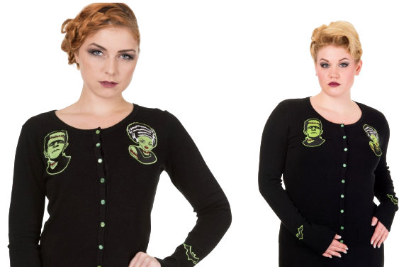 Lost Queen Made for Each Other Rockabilly Frankenstein Cardigan Sweater CBN303R - M