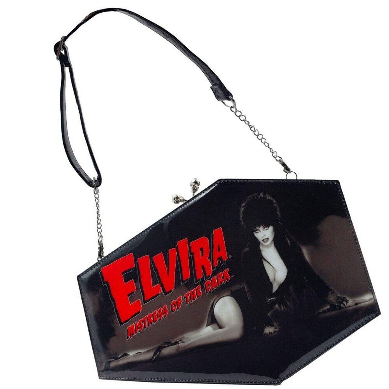 Kreepsville Elvira Mistress of Dark Kiss Lock Deluxe Coffin Crossbody Handbag