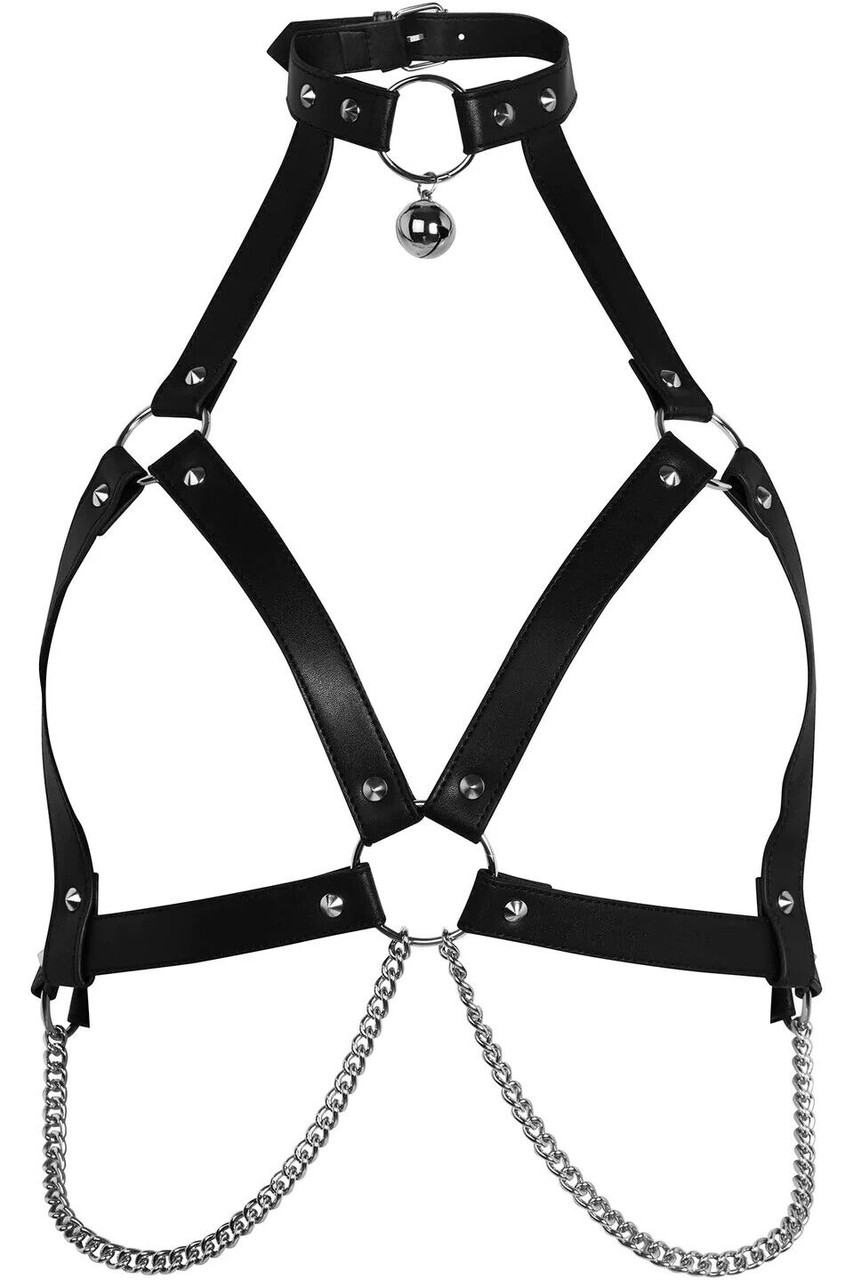 Leather Bra Bondage with O-ring Choker