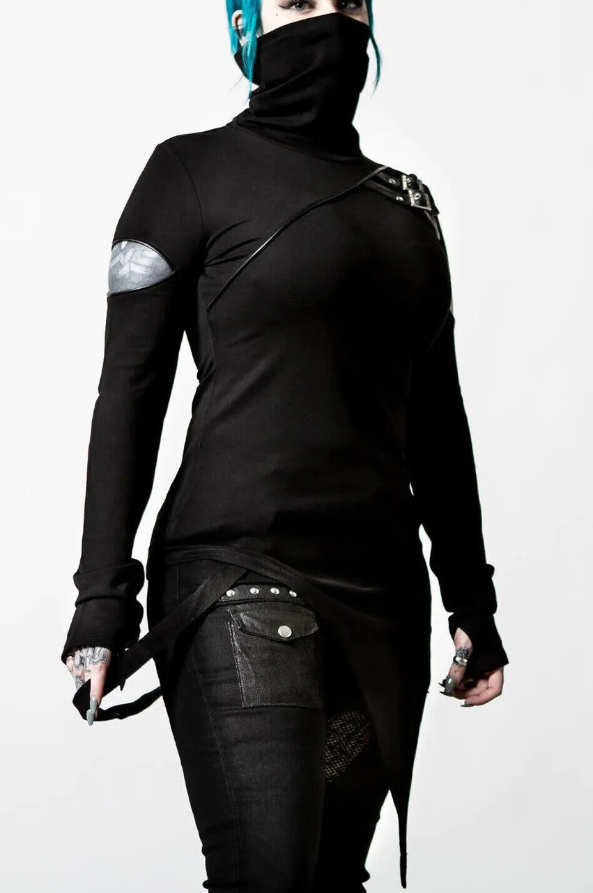 Killstar Arch Angelz Masked Top Black Cut-Out Gothic Alternative