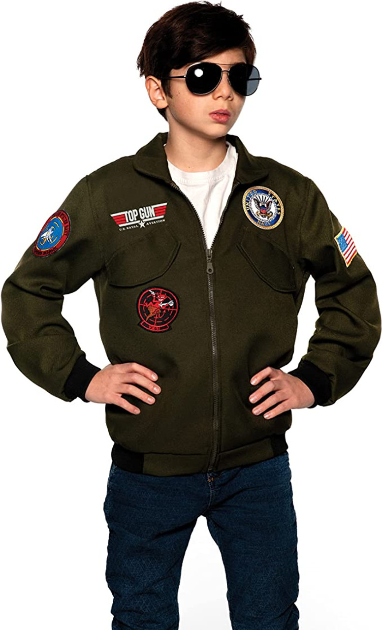 UNDERWRAPS TOPGUN Kid's Bomber Jacket - Officially Licensed US NAVY® TOPGUN  Costume, Kids Fighter Pilot Jacket Halloween Costume, Boys and Girls, Small  (4-6) - Fearless Apparel