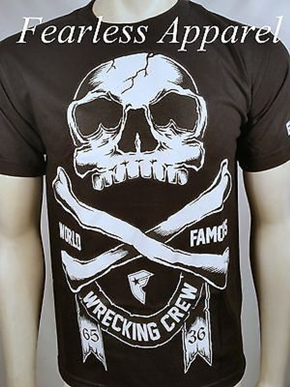 FAMOUS STARS & STRAPS WRECKING BONES SKULL CROSSBONES URBAN T TEE