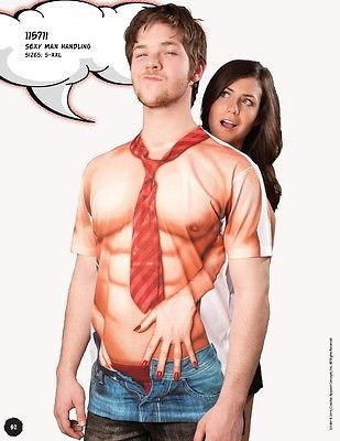 Faux Real Mens Sexy Man Handling Tie Abs Halloween Costume Tee Shirt S 2xl