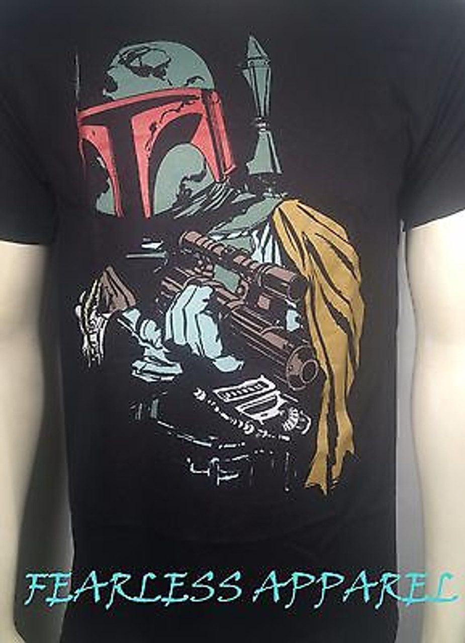 STAR WARS BOBA FETT IN THE DARK BOUNTY HUNTER MANDALORIAN MENS T