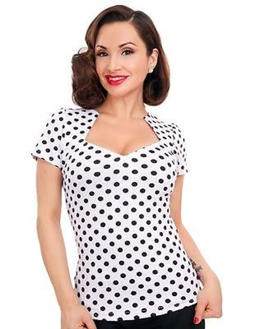 Steady Sophia Blouse Top Polka Dot Mint Punk Rock Pin Up Rockabilly Shirt S-4Xl