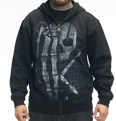 Authentic Sullen Gxs Detonate Zip Up Hoodie Tattoo Skull Art Scene S M L Xl 2xl Fearless Apparel