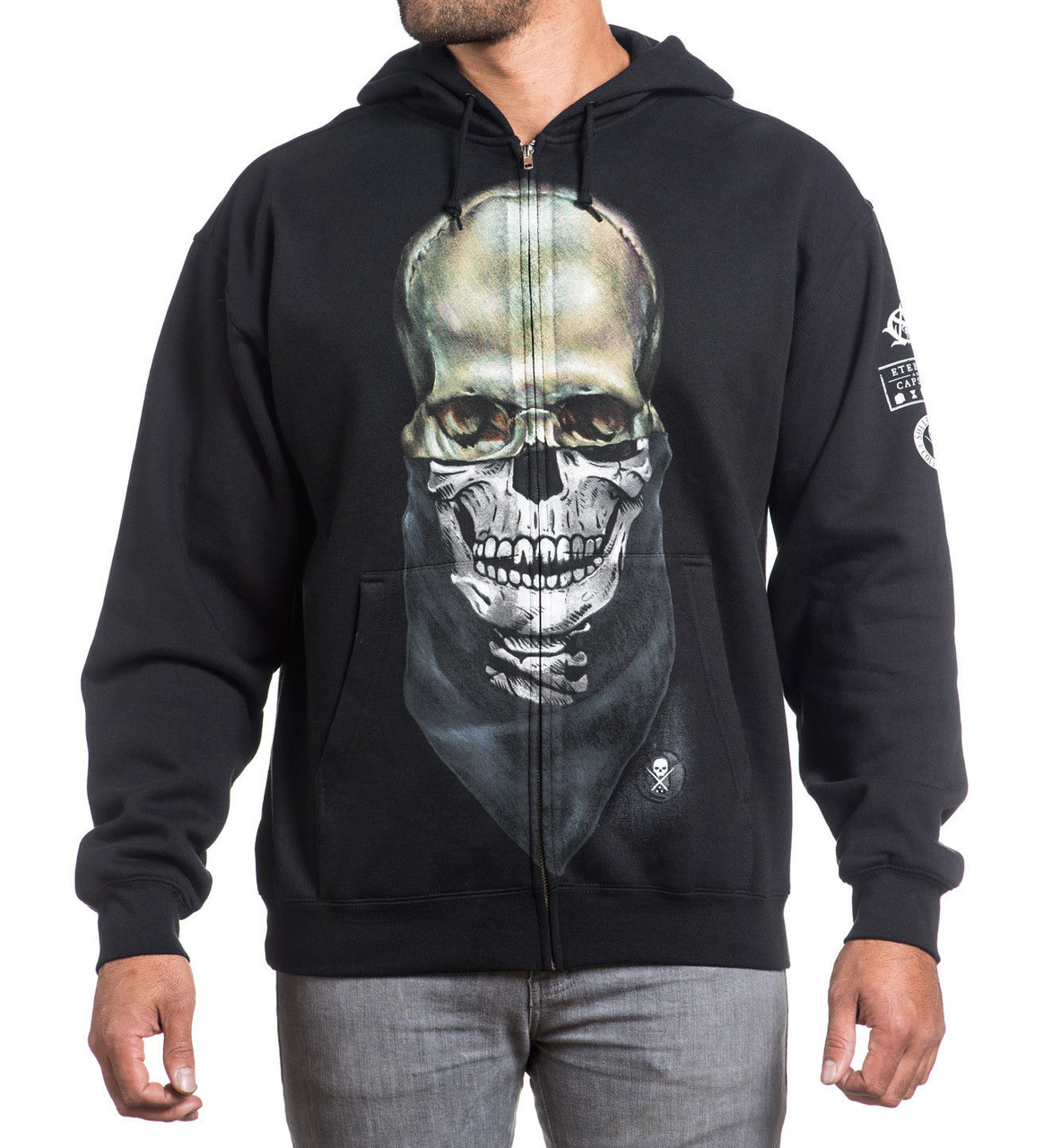 mens skull zip up hoodies