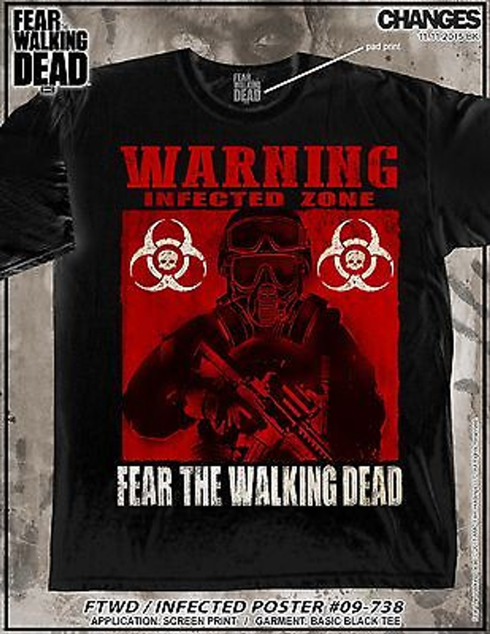 Fear The Walking Dead Infected Poster Biohazard Tv Show Zombies T Tee Shirt