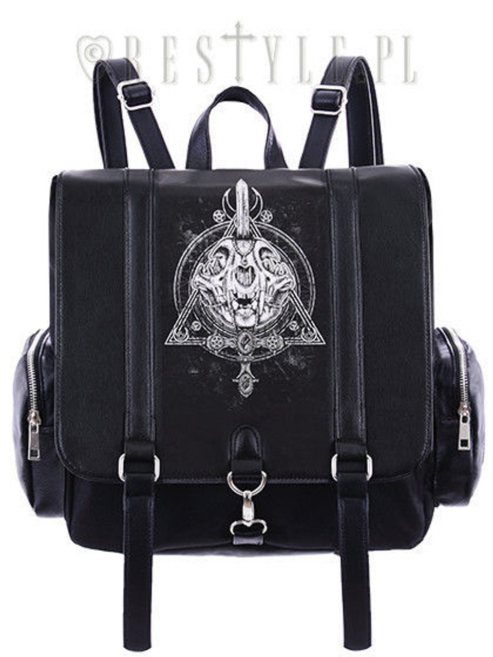 Restyle Occult Gothic Cat Skull Moon Punk Psychobilly Emo School Bag  Backpack