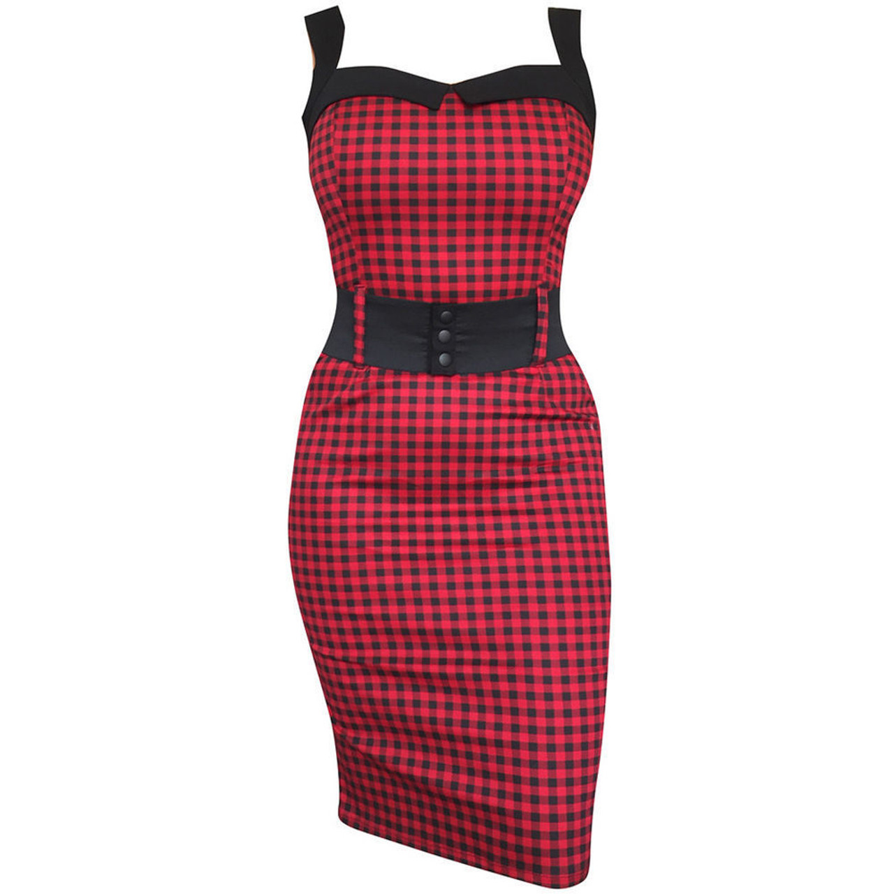 Switchblade Stiletto Red Gingham Retro Vintage Punk Adult Darling Dress  SD133GR