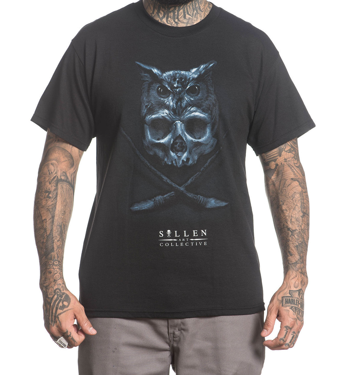 Sullen Clothing Matt Jordan Punk Goth Tattoo Art Skull Owl Bird T Shirt  SCM1003