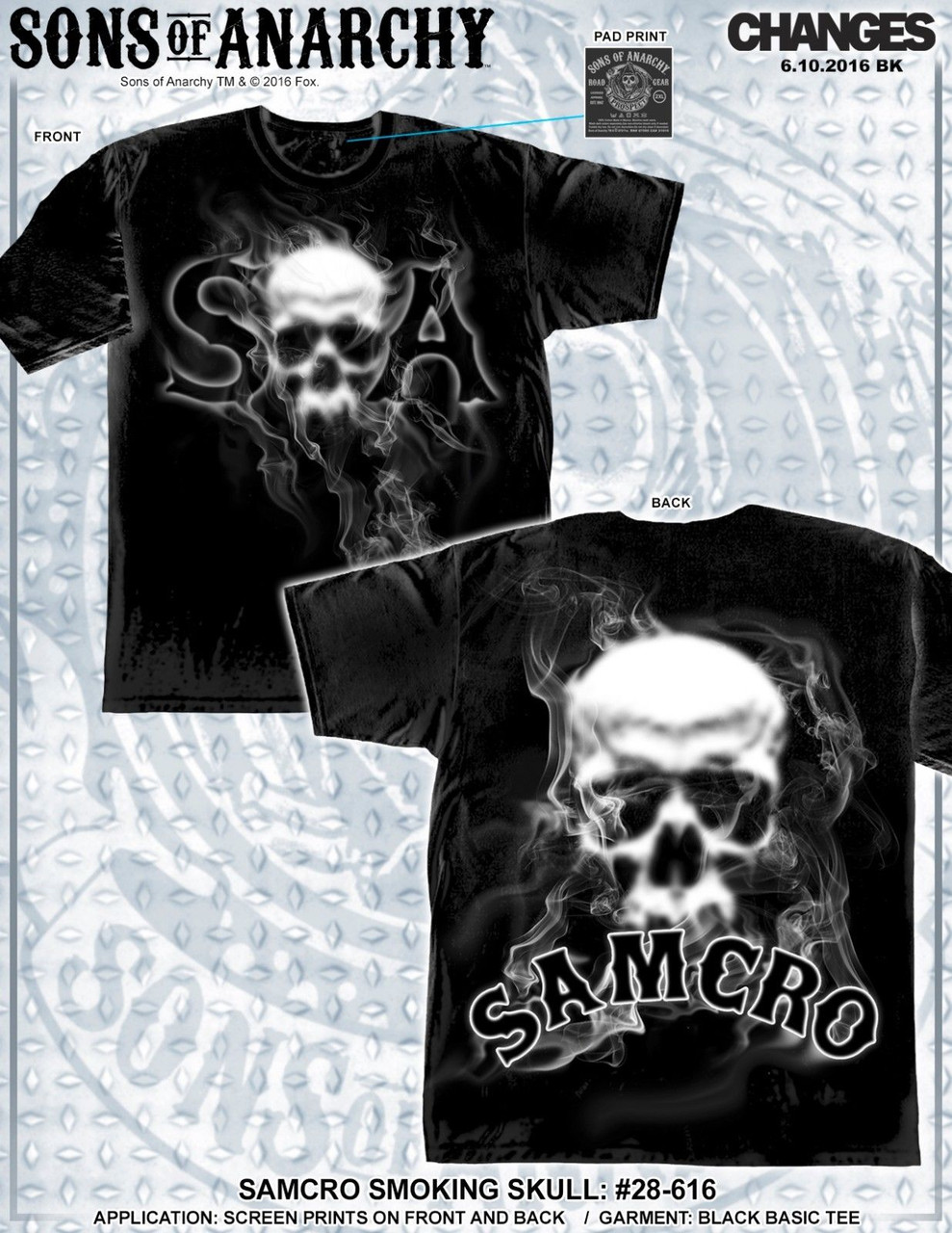 Sons Of Anarchy Soa Samcro Smoking Skull Biker Tv Jax Reaper Mens