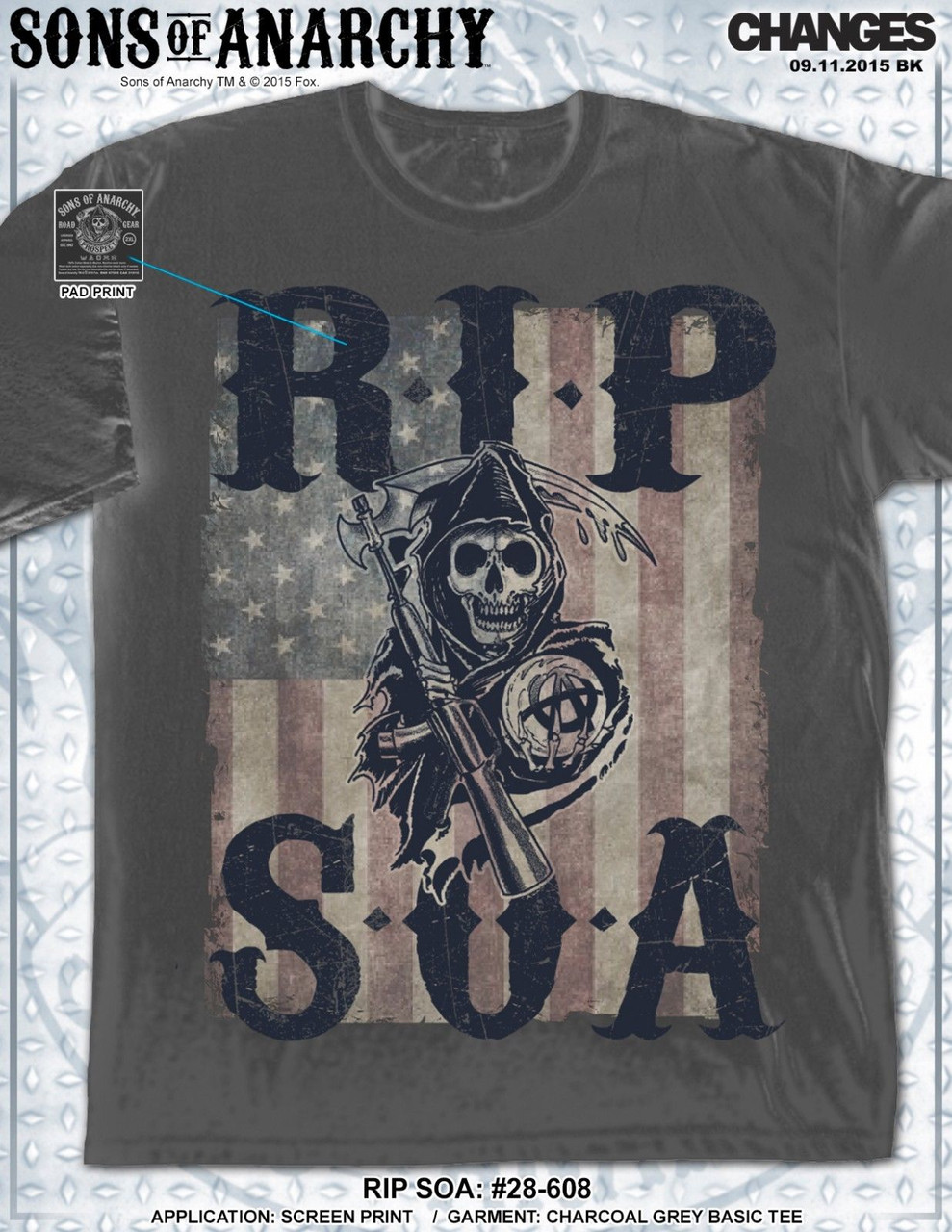 Sons Of Anarchy Rip Soa Samcro Tv Biker Skull Reaper Motorcycle