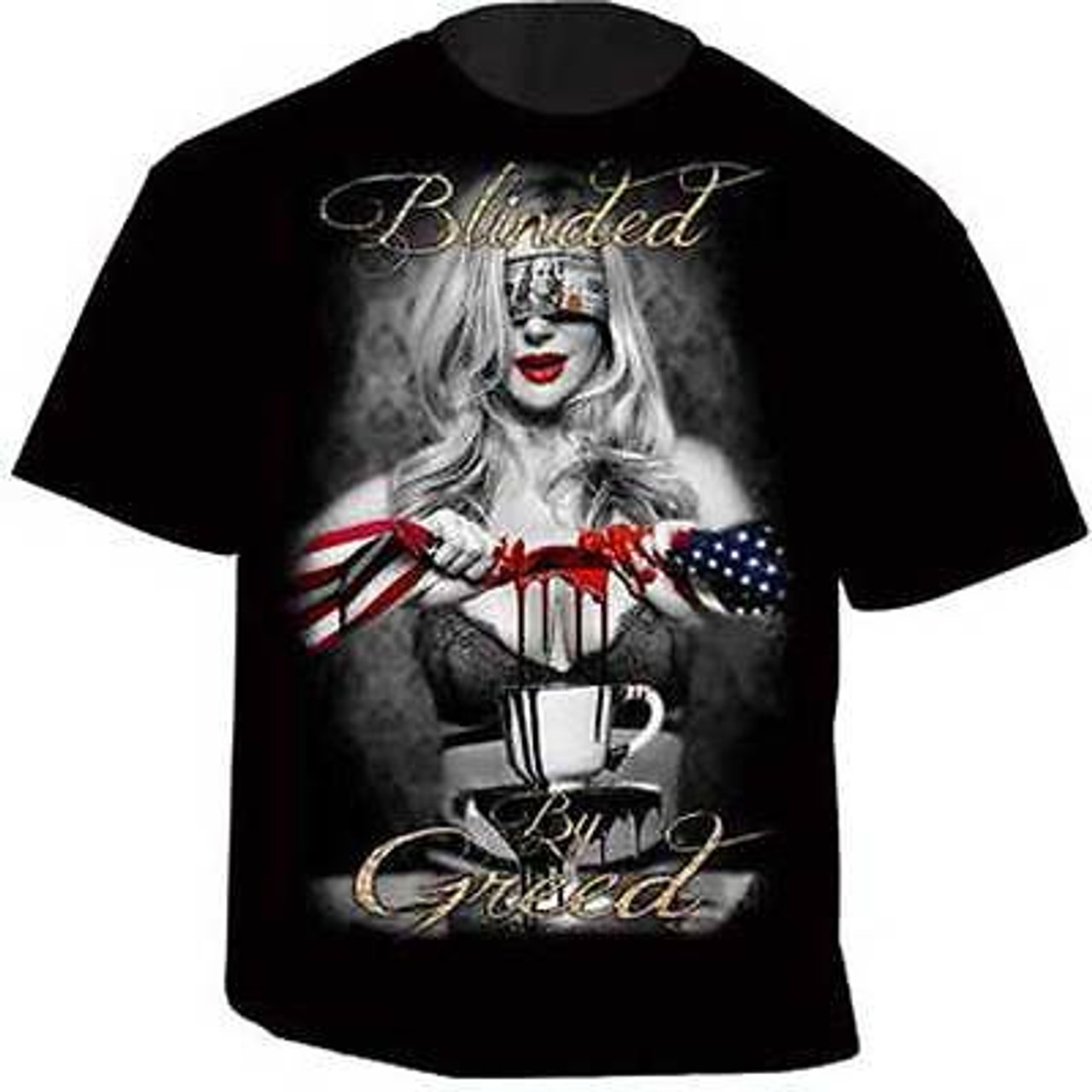 Gda Get Down Art Blinded By Greed Money Freedom America Usa T Tee Shirt  Dba30