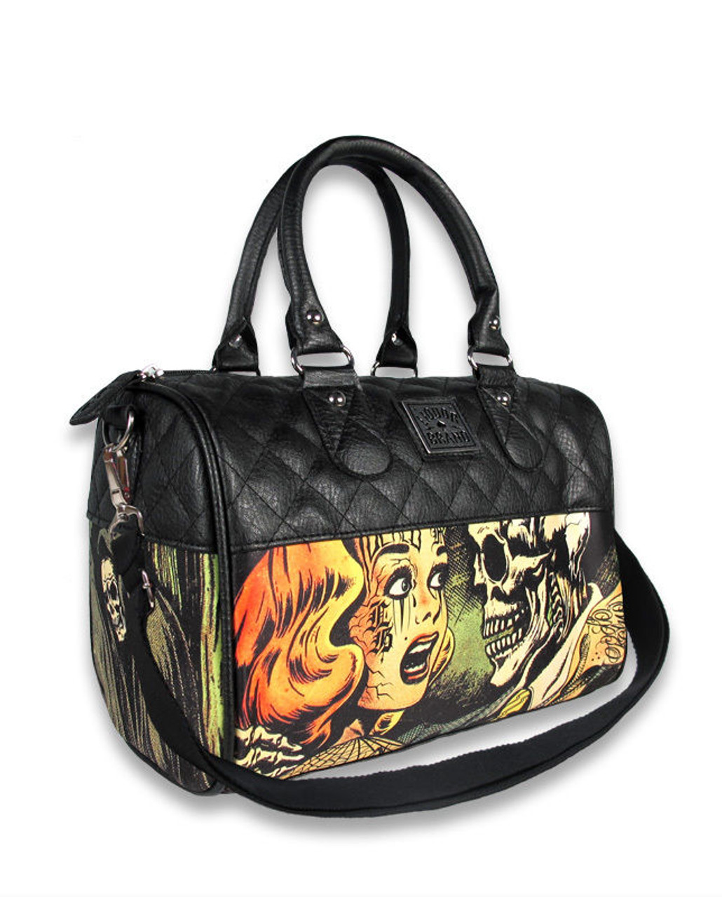 Liquor Brand Jinx Proof Black Cat Tattoo Punk Tote Bag Handbag Purse B-BW-032  - Fearless Apparel