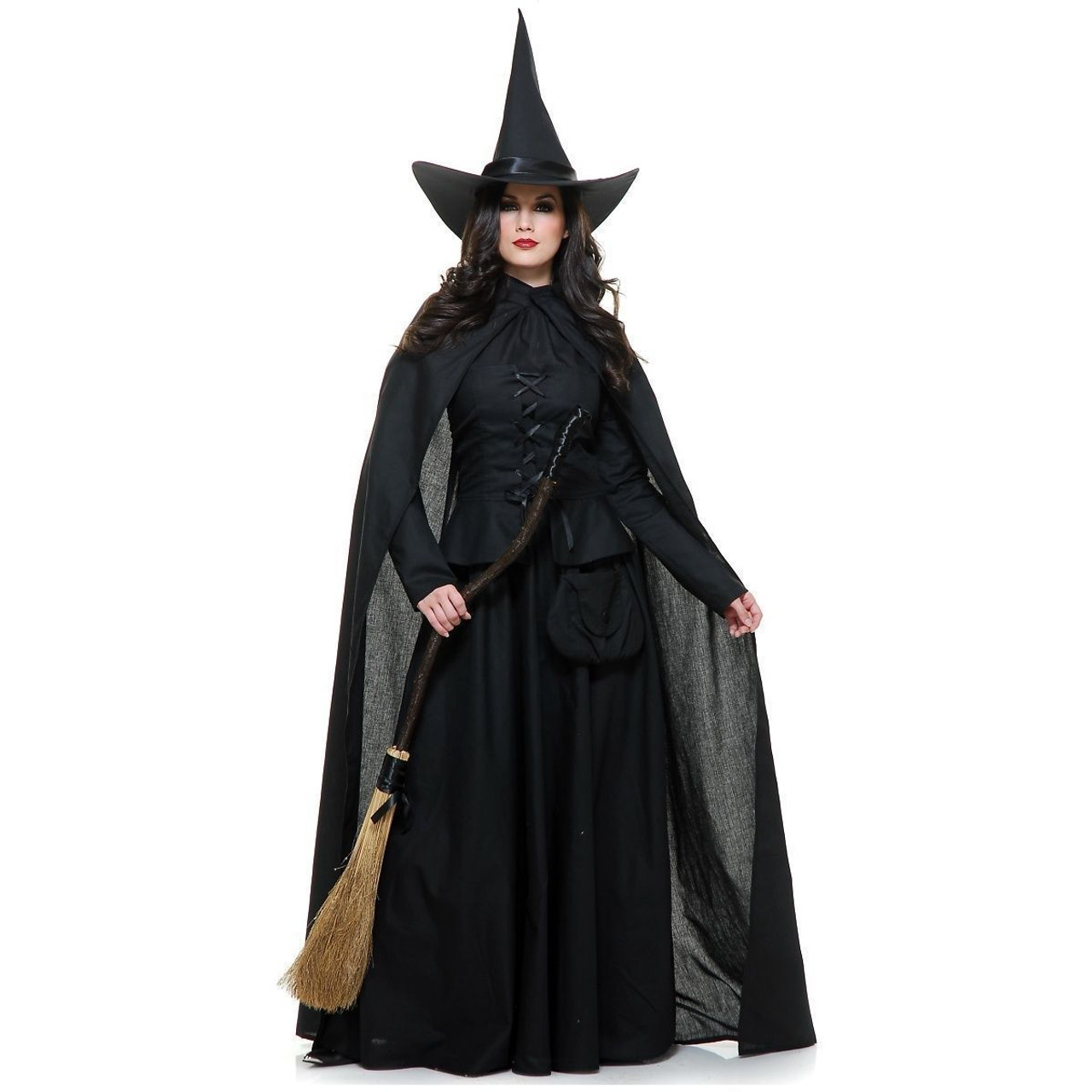 Womens Witch Costume | Long Black Witch Halloween Costume for Women