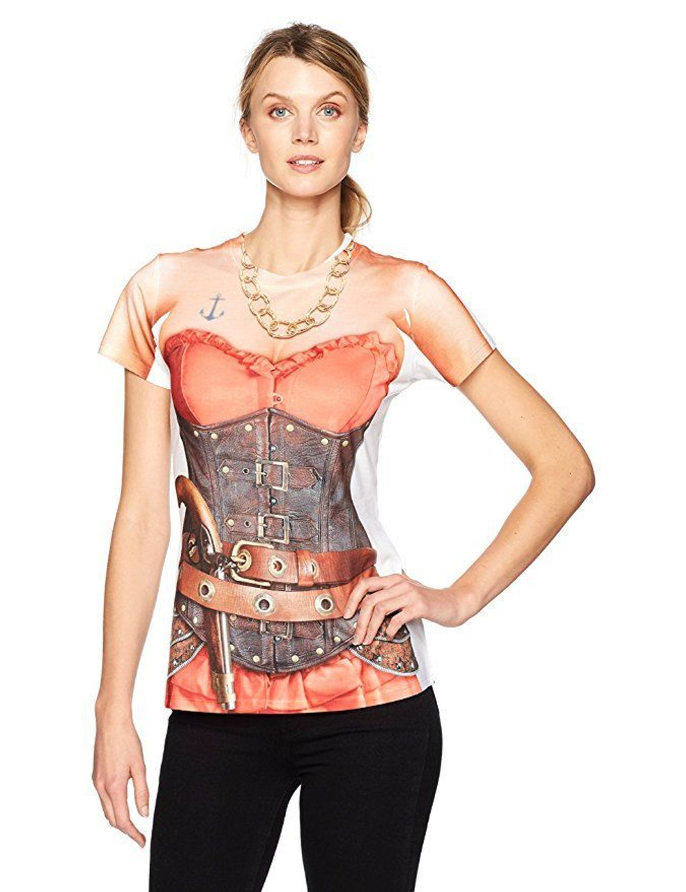 Faux Real Ladies Pirate Swashbuckler Womens Halloween Costume Shirt F138787 - 2XL