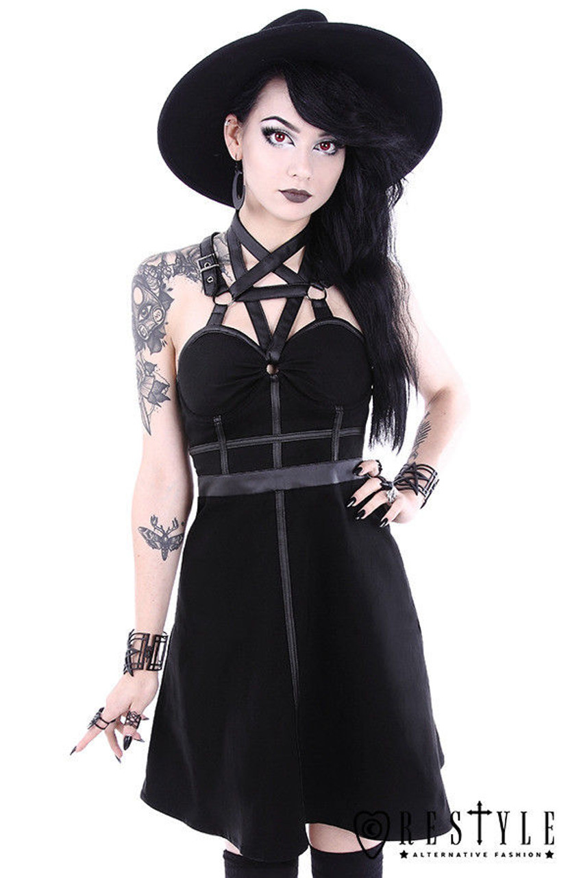 Restyle Pentagram Goth Gothic Punk Emo Rocker O-Rings Adult Womens ...
