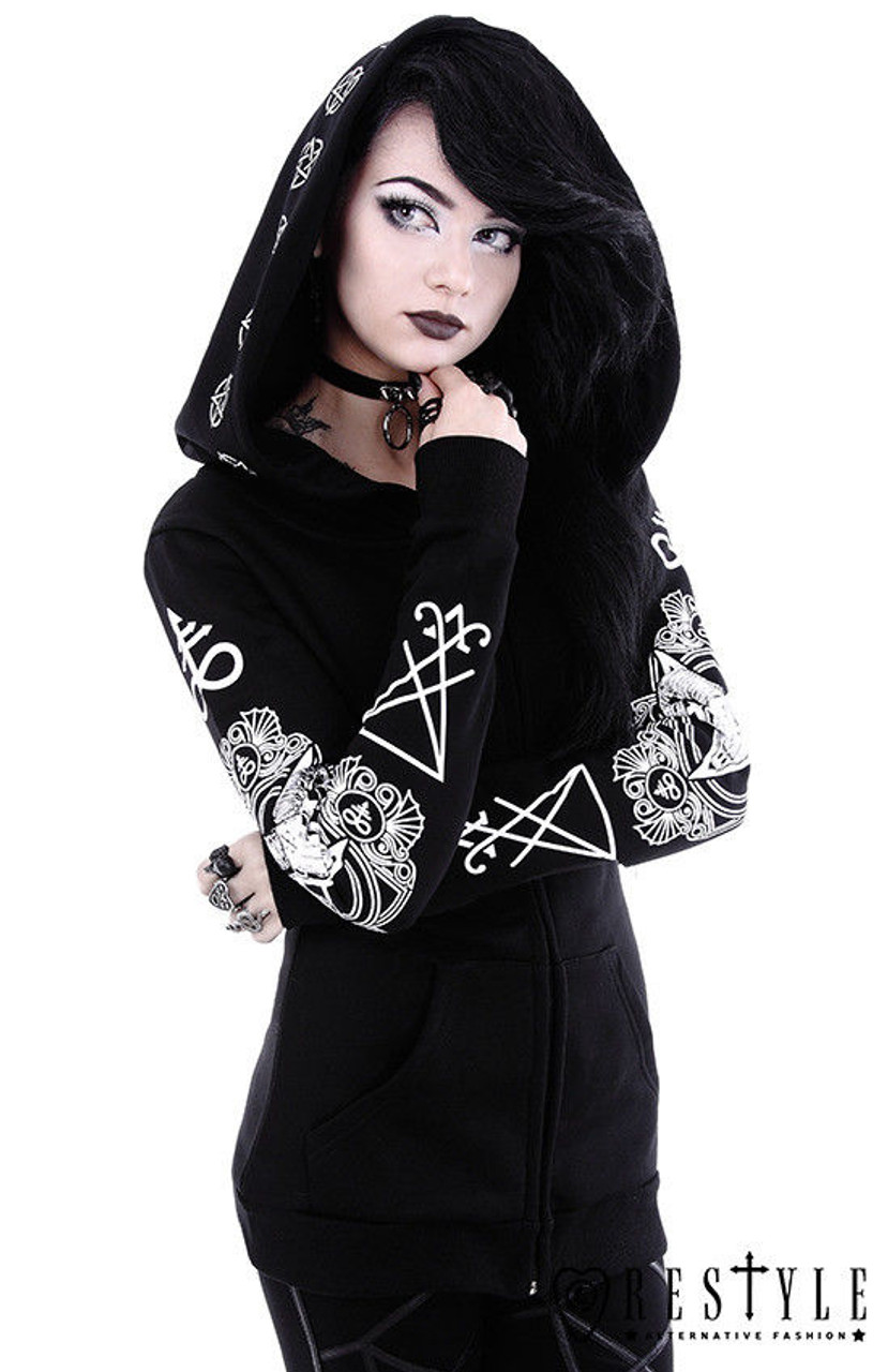 Restyle Satanic Black Punk Gothic Emo Ram Skull Pentagram Adult