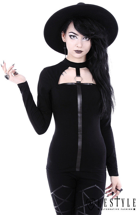 Restyle Scarlett Blouse Witch Wicca O-Ring Punk Goth Rocker Adult