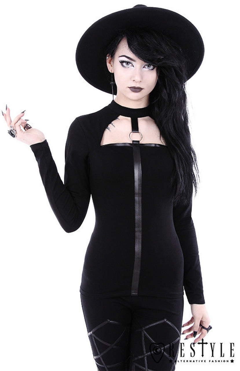 Restyle Scarlett Blouse Witch Wicca O-Ring Punk Goth Rocker Adult ...