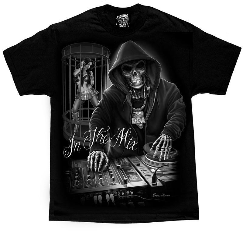DANCE OR DIE グラフィックTシャツ David Gonzales Art DGA In The Mix Music DJ Skeleton Dance Adult