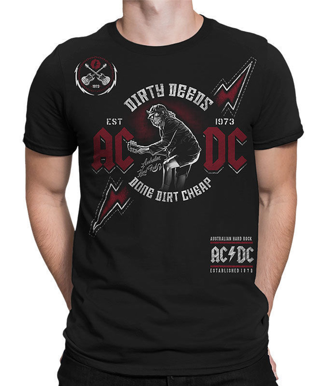 AC DC Australian Hard Rock Music Band Dirty Deeds Adult Mens T Tee