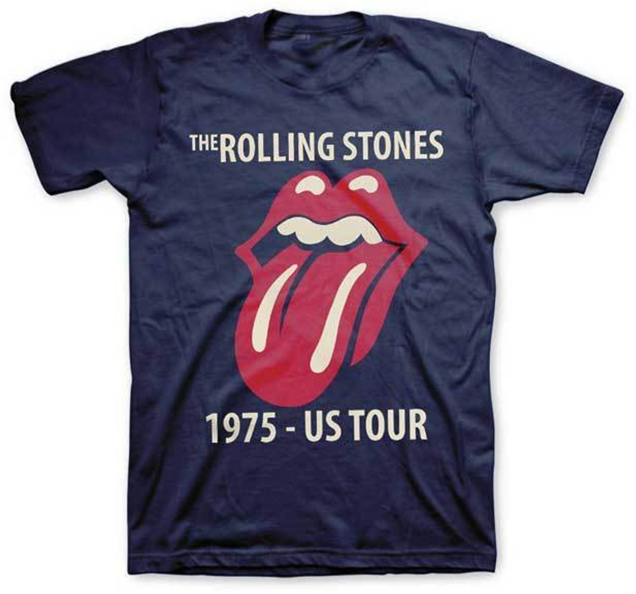 The Rolling Stones Classic Tour 1975 75 Navy Music Rock Adult Mens T ...