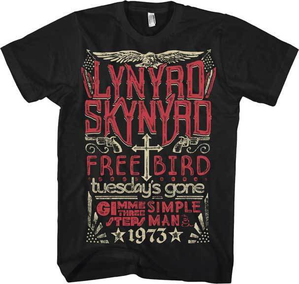 Lynyrd Skynyrd 1973 Hits Free Bird Music Band Adult Mens T Tee