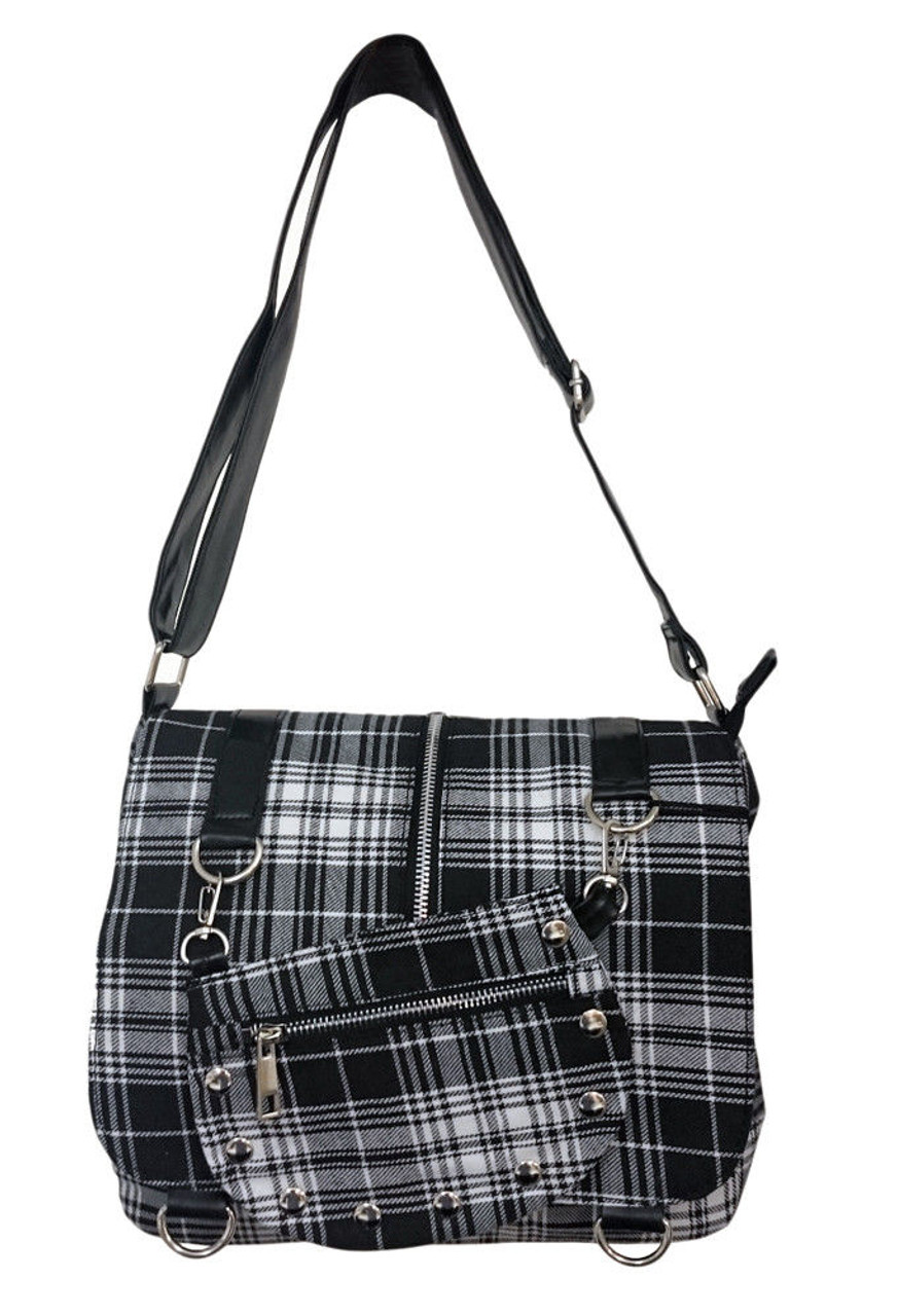 plaid messenger bag