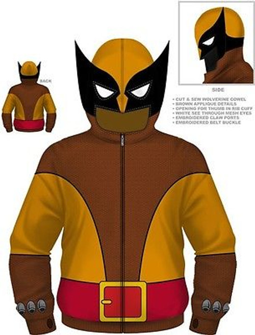 AUTHENTIC MARVEL COMICS WOLVERINE BROWN WOLF X-MEN COSTUME HOODIE S M L XL 2XL AUTHENTIC MARVEL COMICS WOLVERINE BROWN WOLF X-MEN COSTUME HOODIE S M L XL 2XL