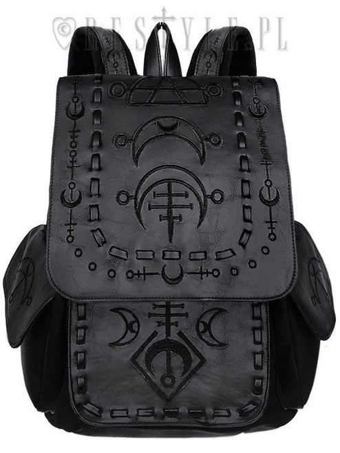 Restyle Runic Moon Black Punk Emo Goth Rocker NuGoth School Bag Backpack Restyle Runic Moon Black Punk Emo Goth Rocker NuGoth School Bag Backpack