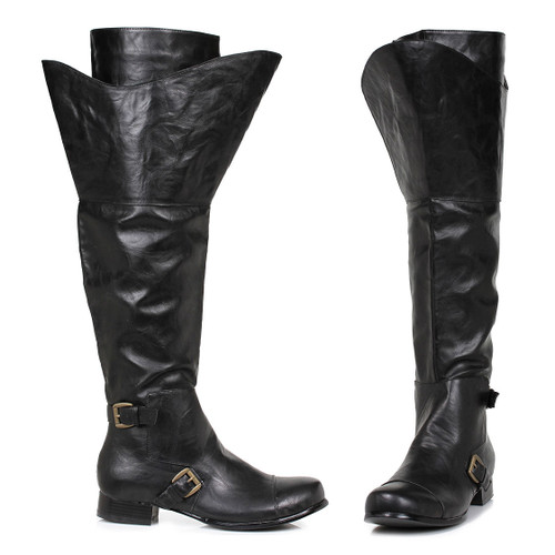 Ellie 121-TRISTIN Boots Mens Black Shoes Wide Mouth Knee High Halloween Costume