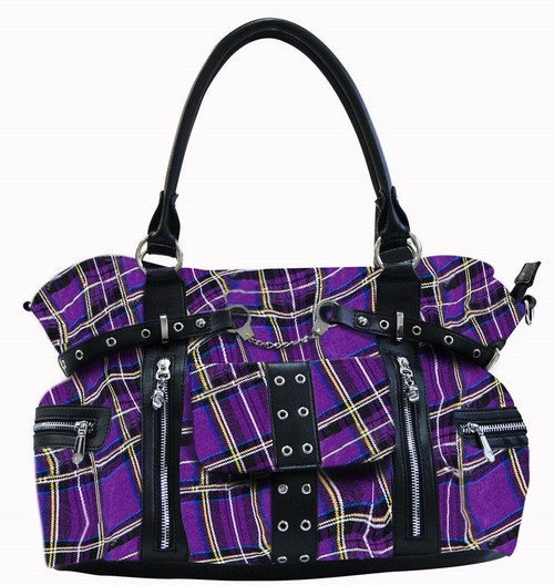 Lost Queen Rise Up Handcuff Tartan Punk Adult Womens Handbag Bag BBN755 Lost Queen Rise Up Handcuff Tartan Punk Adult Womens Handbag Bag BBN755