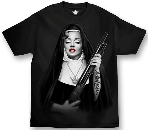 Mafioso Sister Monroe Urban Thug Nun Holy Saint Black Mens T Shirt MTMM52001 Mafioso Sister Monroe Urban Thug Nun Holy Saint Black Mens T Shirt MTMM52001