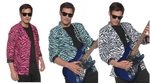 Underwraps Zebra Blazer Pink Blue White 80'S Rock Mens Halloween Costume 2870