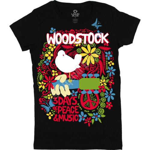 Woodstock Aquarian Exposition Peace Love Classic Rock Music Juniors Shirt 33818 Woodstock Aquarian Exposition Peace Love Classic Rock Music Juniors Shirt 33818