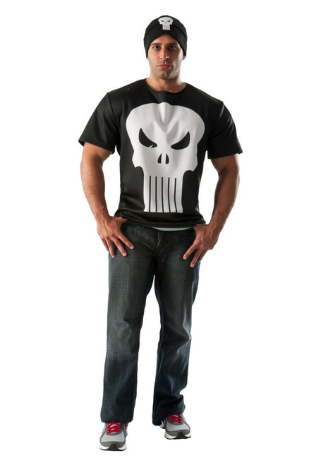 Rubies Marvel Comics Punisher Adult Mens Top & Hat Halloween Costume 810457 Rubies Marvel Comics Punisher Adult Mens Top & Hat Halloween Costume 810457
